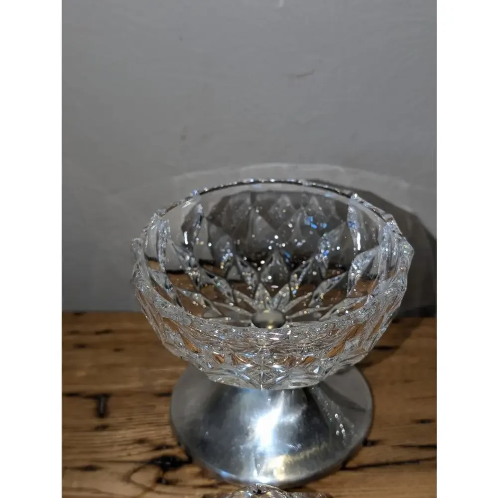 Vintage Wallace Silver Plate Pedestal Crystal Lidded Candy Dish USA Made - Picture 5 of 8